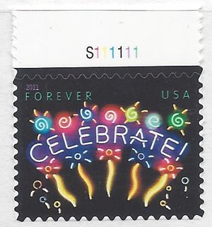 #4502 (44c Forever)  Neon Celebrate! 2011 Mint NH