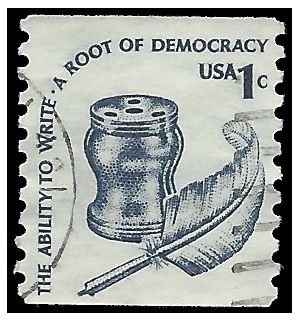 #1811 1c Americana Issue Inkwell and Quill Coil Single 1980 Used