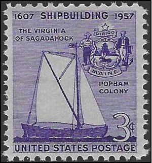 #1095 3c Shipbuilding in America 1957 Mint NH