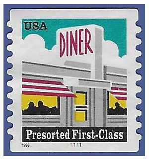 #3208a 25c Diner Presort PNC Single #11111 1998 Used