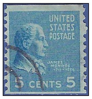 # 845 5c Presidential Issue James Monroe Coil Single 1939 Used