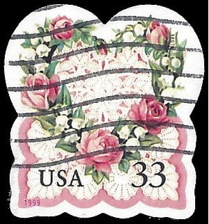 #3274 33c Love Victorian Heart Booklet Single 1999 Used
