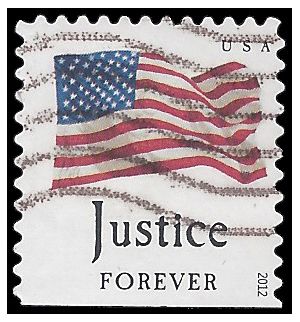 #4644 (45c Forever) Four Flags Justice Booklet Single 2012 Used