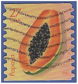 #4258 27c Tropical Fruits Papaya Coil Single 2008 Used