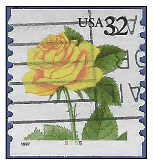 #3054 32c Yellow Rose PNC Single #5555 1997 Used