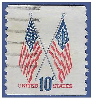 #1519 10c 13 & 50 Star Flag Coil Single 1973 Used