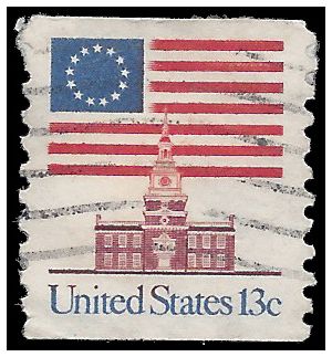 #1622 13c Flag Over Independence Hall 1975 Used