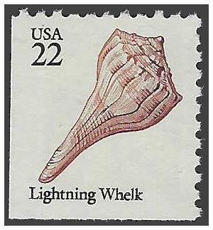 #2121 22c Seashells Lightning Whelk Booklet Single 1985 Mint NH