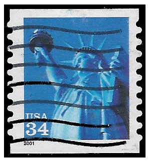 #3477 34c Statue of Liberty Coil Single 2001 Used