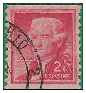 #1055d 2c Thomas Jefferson Coil Single 1954 Used WP