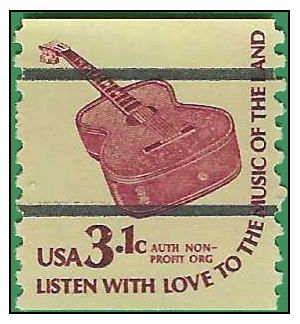 #1613a 3.1c Americana Issue  Six String Guitar Coil Single Precancel 1979 Mint NH