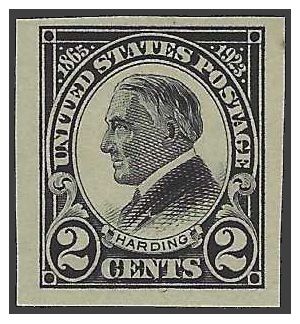 # 611 2c Warren G. Harding Imperf. 1923 Mint NH