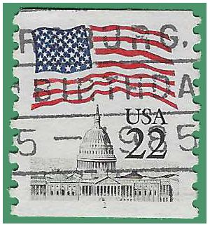 #2115a 22c Flag over Capitol PNC Single #1 1985 Used
