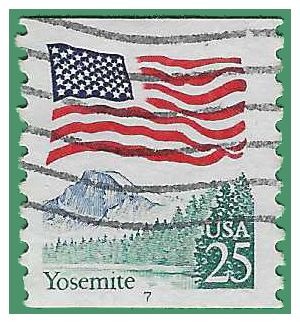 #2280a 25c Flag over Yosemite PNC Single #7 1989 Used