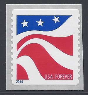 #4895 (49c Forever) Red,White & Blue Coil Single 2014 Mint NH