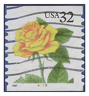 #3054 32c Yellow Rose PNC Single #4455 1997 Used