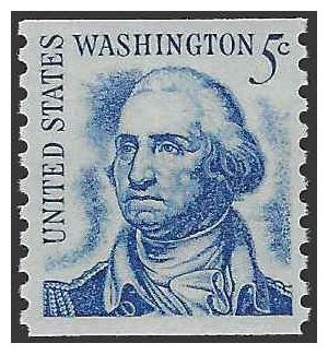 #1304 5c George Washington Coil Single Shiny Gum 1966 Mint NH