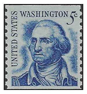 #1304 5c George Washington Coil Single Shiny Gum 1966 Mint NH