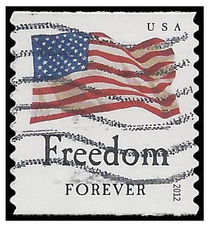 #4639 (45c Forever) Four Flags Freedom Coil Single 2012 Used