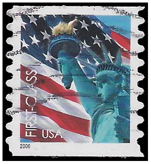 #3983 39c Flag and Statue of Liberty Coil Single 2006 Used