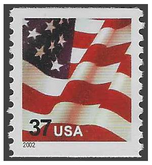 #3631 37c USA Flag Coil Single 2002 Mint NH