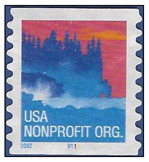 #3693 5c USA Nonprofit Org Sea Coast PNC Single #B111 2002 Used