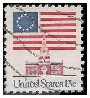 #1622 13c Flag Over Independence Hall 1975 Used