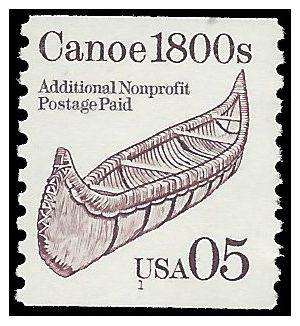 #2453 5c Transportation Issue Canoe1800s PNC Coil Single #1 1991 Used