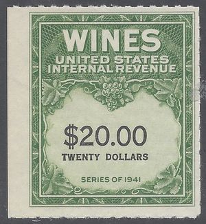 Scott RE181 $20.00 Internal Revenue: Wines 1949 Mint NH
