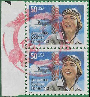 #3066 50c Jacqueline Cochran 1996 Used Attached Pair