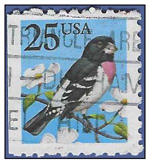 #2284 25c Rose-Breasted Grosbeak Booklet Single 1988 Used