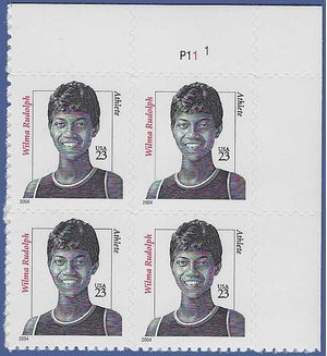#3422 23c Distinguished Americans-Wilma Rudolph PB/4 2004 Mint NH