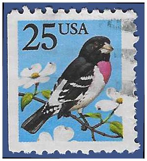 #2284 25c Rose-Breasted Grosbeak Booklet Single 1988 Used