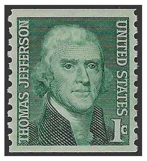 #1299 1c Thomas Jefferson Coil Single 1968 Mint NH