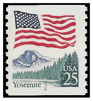 #2280 25c Flag over Yosemite PNC Single #2 1988 Mint NH