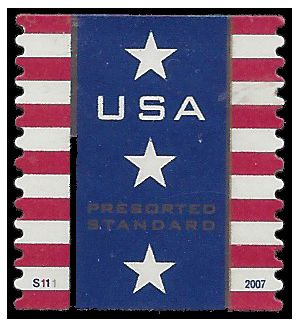 #4158 10c Patriotic Banner Presort PNC Single #S111 2007 Used