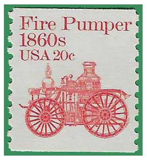 #1908 20c Fire Pumper 1860s Coil Single 1981 Mint NH