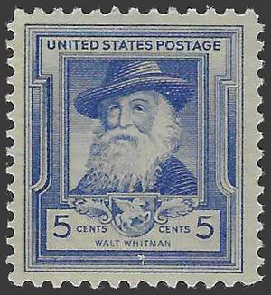 # 867 5c Famous American Poets Walt Whitman 1940 Mint NH