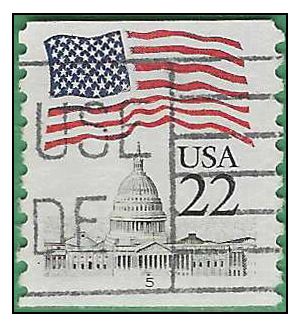 #2115a 22c Flag over Capitol PNC Single #5 1985 Used