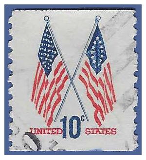 #1519 10c 13 & 50 Star Flag Coil Single 1973 Used