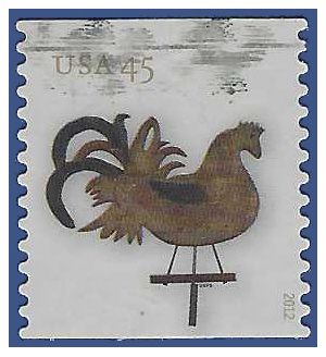#4613 45c Weather Vanes Rooster on Perch Coil Single 2012 Used