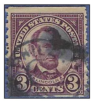 # 600 3c Abraham Lincoln Coil Single 1924 Used