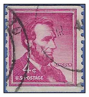 #1058 4c Liberty Issue Abraham Lincoln Coil Single 1958 Used