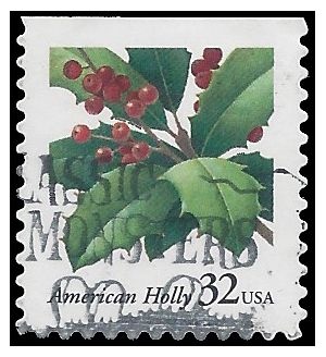 #3177 32c Christmas American Holly Booklet Single 1997 Used