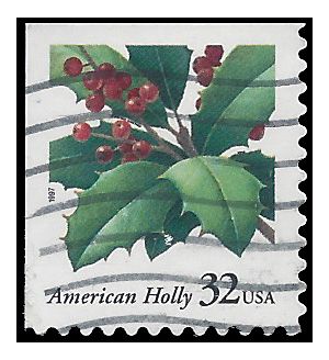 #3177 32c Christmas American Holly Booklet Single 1997 Used