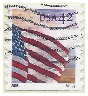 #4242 42c US Flag at Dawn PNC Single #V2222 2008 Used
