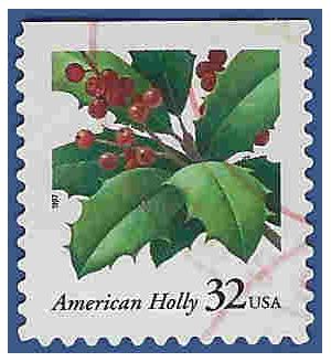#3177 32c Christmas American Holly Booklet Single 1997 Used