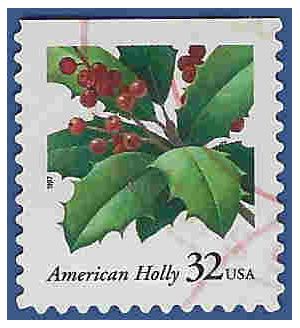 #3177 32c Christmas American Holly Booklet Single 1997 Used