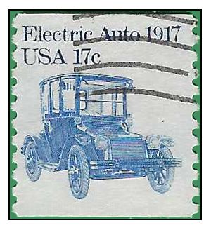 #1906 17c Electric Auto 1917 Coil Single 1981 Used