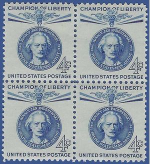 #1159 4c Champions of Liberty Jan Paderewski Block/4 1960 Mint NH